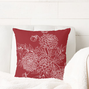 Delicate Flower Illustration Cushion