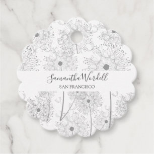 Delicate Flower Illustration Favour Tags