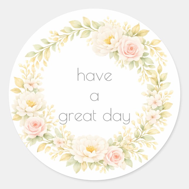 Delicate flower wreath classic round sticker (Front)