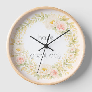 Delicate flower wreath clock