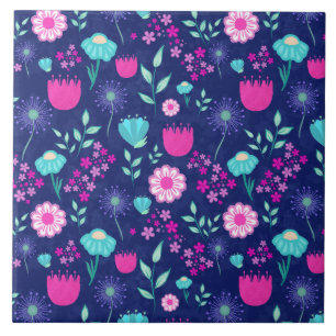 Delicate Flowers and Botanical Details Ceramic Tile