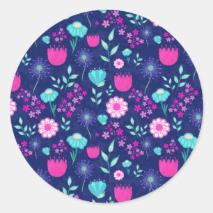 Delicate Flowers and Botanical Details Classic Round Sticker