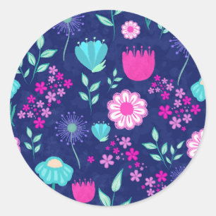 Delicate Flowers and Botanical Details Classic Round Sticker
