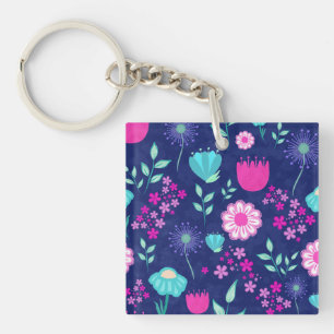 Delicate Flowers and Botanical Details Key Ring