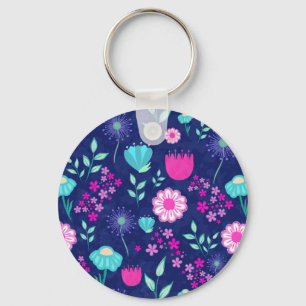 Delicate Flowers and Botanical Details Key Ring