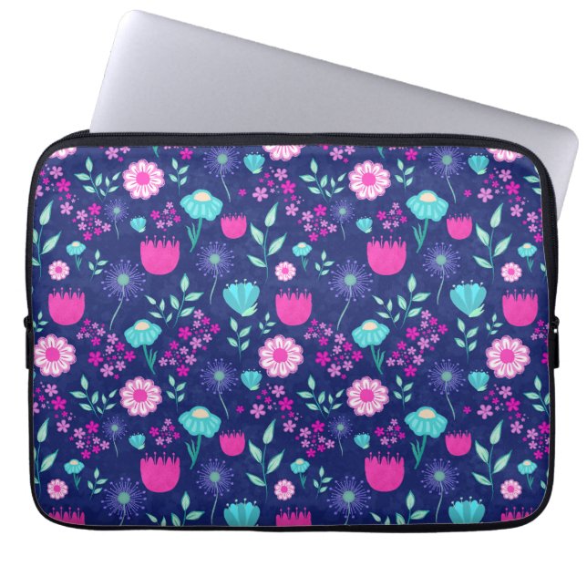Delicate Flowers and Botanical Details Laptop Sleeve (Front)