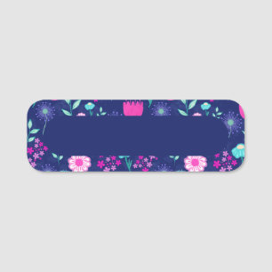 Delicate Flowers and Botanical Details Name Tag