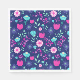 Delicate Flowers and Botanical Details Napkin