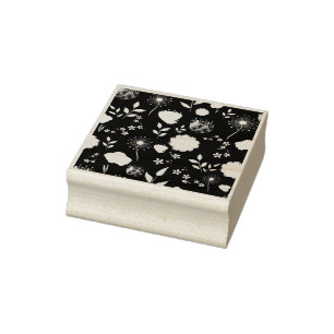 Delicate Flowers and Botanical Details Rubber Stamp