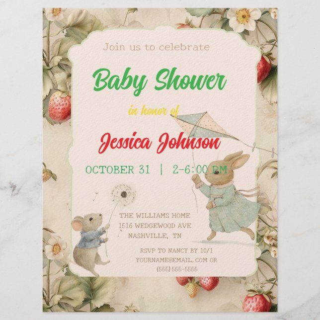 delicate flowers and leaves in Chinese style Invit Custom Letterhead (Front)