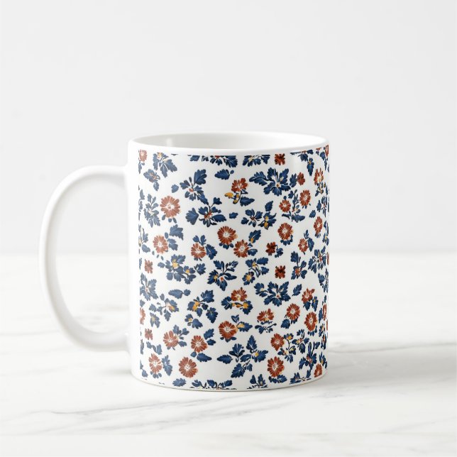 Delicate Flowers Floral Pattern Coffee Mug (Left)