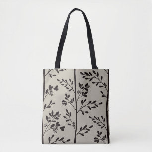 Delicate Flowers in Bloom black floral silhouette Tote Bag