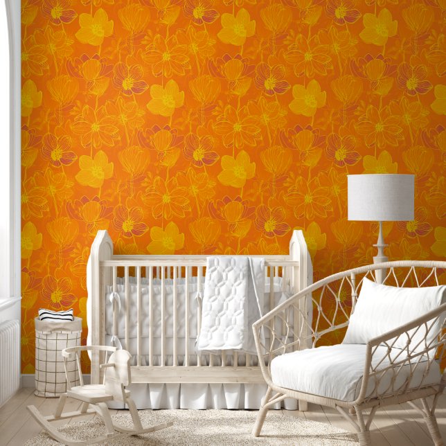 Delicate flowers - line art seamless pattern 5 wallpaper (Kids)