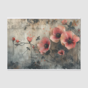 Delicate flowers on a distressed background tissue paper