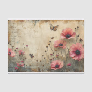 Delicate flowers on a distressed background tissue paper