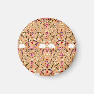 Delicate flowers, swan fantasy seamless pattern. magnet