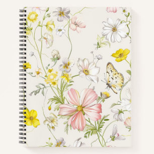 delicate flowers with a butterfly in Chinese style Notebook