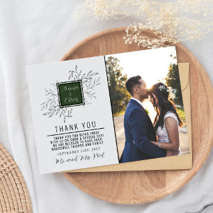 Delicate Foliage   Deep Sage Green   Wedding Thank You Card