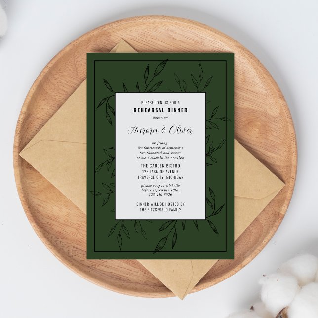 Delicate Foliage | Deep Sage | Rehearsal Dinner Invitation (Creator Uploaded)