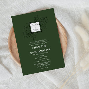 Delicate Foliage   Deep Sage   Wedding Invite