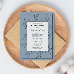 Delicate Foliage   Dusty Blue   Rehearsal Dinner Invitation