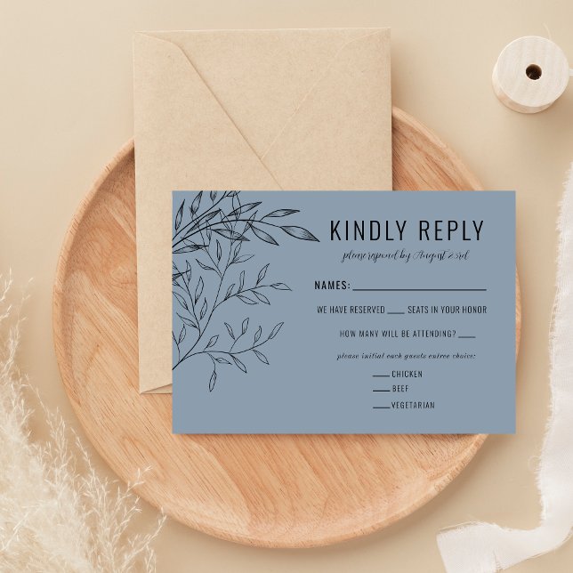 Delicate Foliage | Dusty Blue |  RSVP Card (Creator Uploaded)
