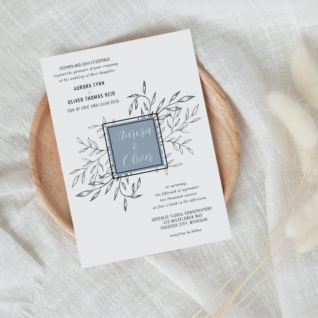 Delicate Foliage | Dusty Blue | Wedding Invite (Creator Uploaded)