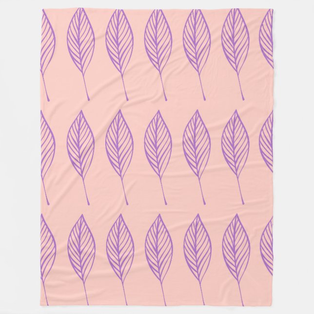 Delicate Foliage Grid Fleece Blanket (Front)