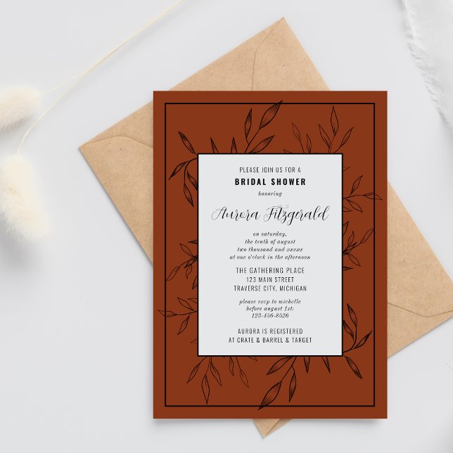 Delicate Foliage | Rust Orange | Bridal Shower Invitation (Creator Uploaded)