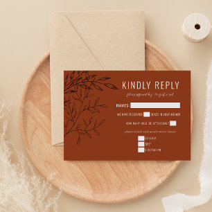 Delicate Foliage Rust Orange RSVP Card