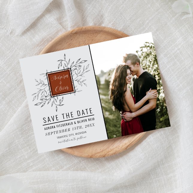 Delicate Foliage | Rust Orange | Wedding Save The Date (Creator Uploaded)