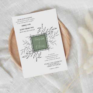 Delicate Foliage   Sage Green   Wedding Invite