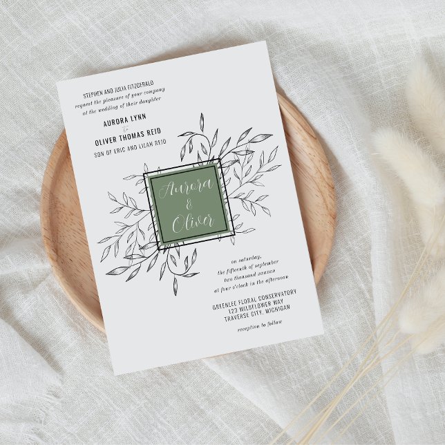 Delicate Foliage | Sage Green | Wedding Invite (Creator Uploaded)