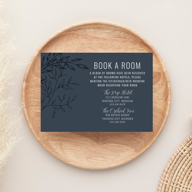 Delicate Foliage | Steel Blue | Wedding Hotels Enclosure Card (Creator Uploaded)