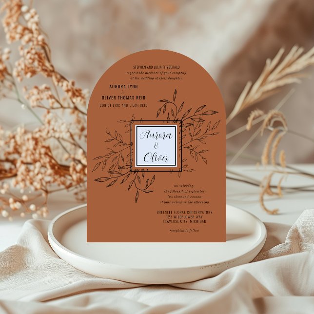 Delicate Foliage | Terracotta Arch Wedding Invite (Creator Uploaded)