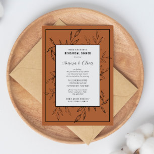 Delicate Foliage Terracotta Rehearsal Dinner Invitation