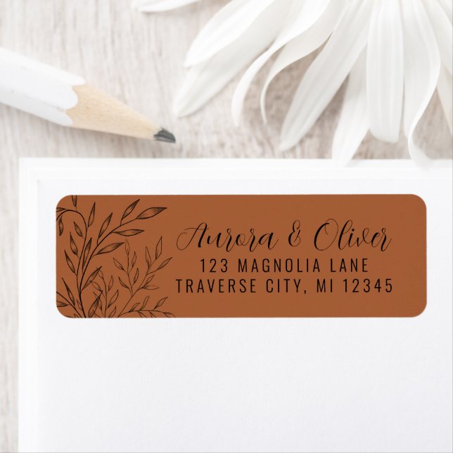 Delicate Foliage | Terracotta | Return Address Label (Insitu)