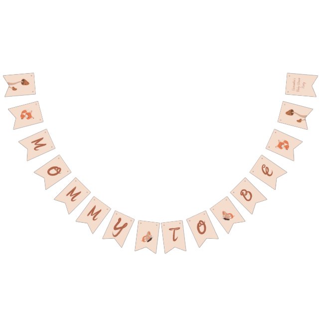 Delicate Forest-Themed Fox Baby Shower Party Bunting (All)