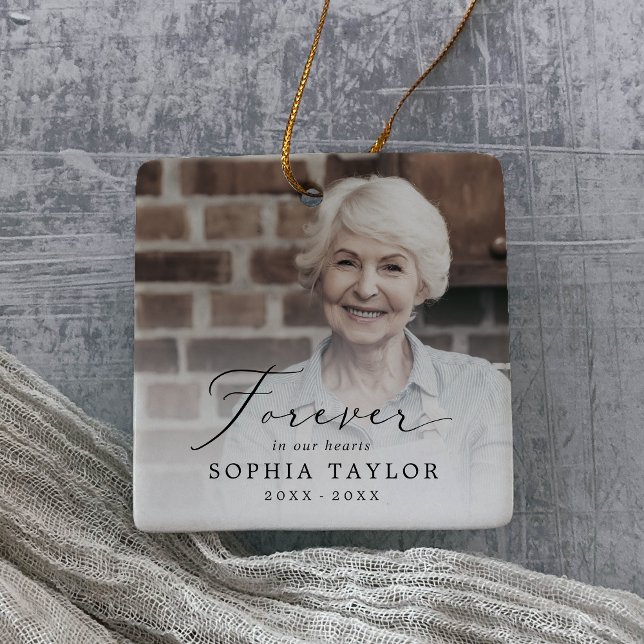 Delicate Forever in Our Heart Grandma Memorial Ceramic Ornament (Creator Uploaded)