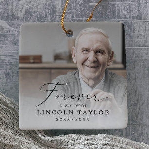 Delicate Forever In Our Hearts Grandpa Memorial Ceramic Ornament