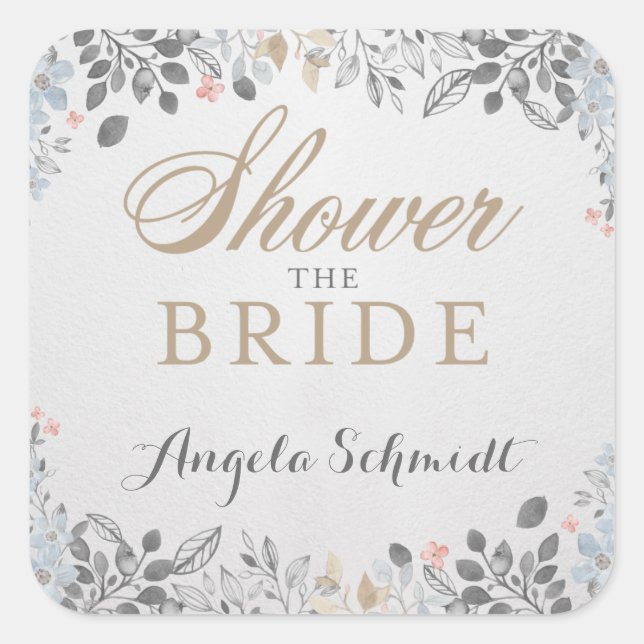 Delicate Garden Bridal Shower Sticker (Front)