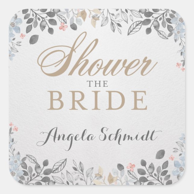 Delicate Garden Bridal Shower Sticker (Front)