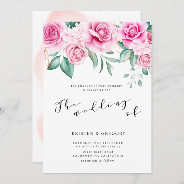 delicate garden floral elegant Wedding Invitation (Front/Back)