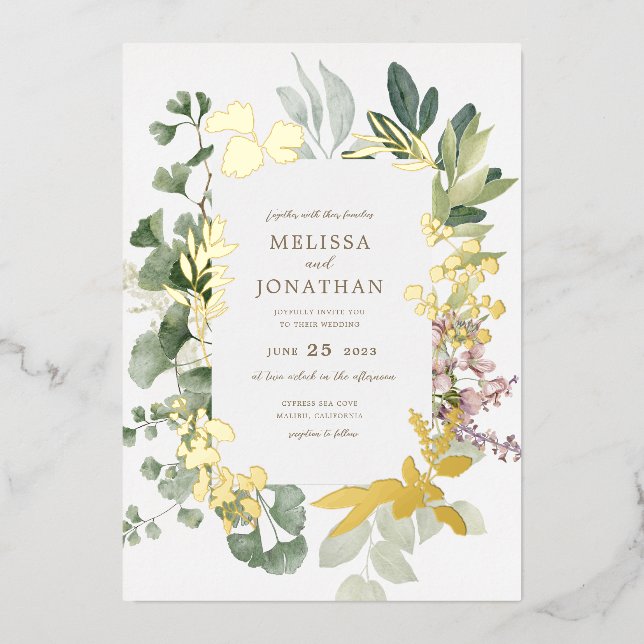 Delicate Garden Foil Invitation (Front)