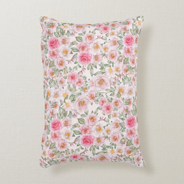 Delicate garden roses decorative cushion (Front(Vertical))