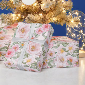 Delicate garden roses wrapping paper