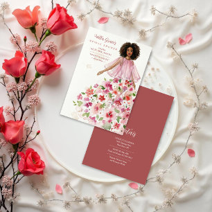 Delicate Girl Pink Floral Tulle Bridal Shower Invitation
