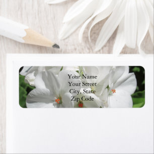 Delicate Girly White Geranium Flower Photo  Return Address Label