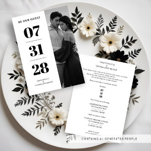 Delicate Glam Black & White Enchanting Minimal Invitation