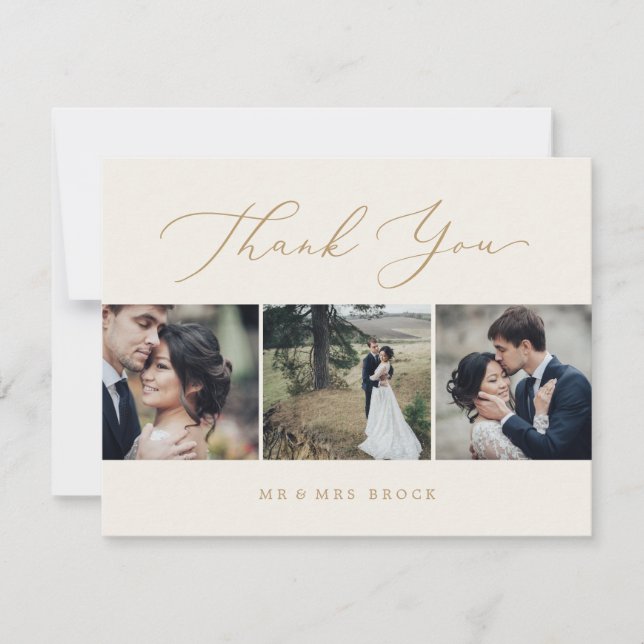 Delicate Gold and Cream 3 Photo Template (Front)